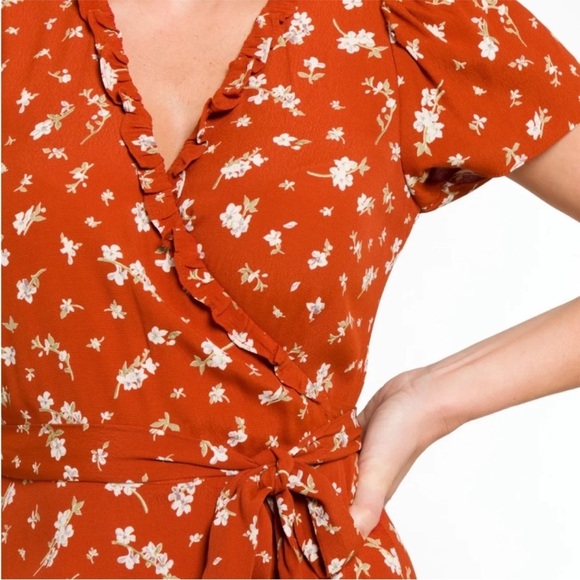 Madewell Floral Ruffle Trim Wrap Dress - Picture 4 of 9